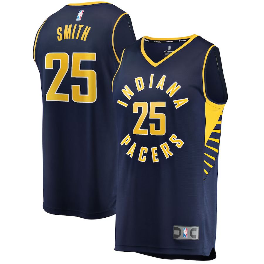 Men Indiana Pacers 25 Jalen Smith Fanatics Branded Navy Fast Break Replica NBA Jersey